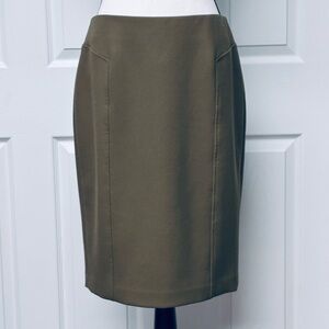 EUC Halogen pencil skirt fully lined. Back zip. Back vent slit. Olive. Size 6.